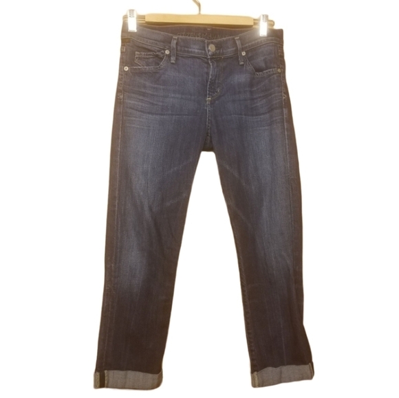 Citizens of Humanity | Women's Dark Wash Cropped Distressed Jeans (Size 28) - Picture 1 of 12